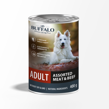 Mr.Buffalo ADULT Влажный корм для взрослых собак всех пород, мясное ассорти с говядиной – интернет-магазин Ле’Муррр