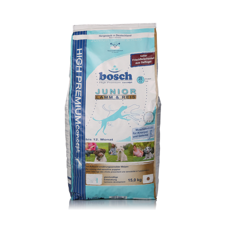 Bosch Junior Lamm & Reis Сухой корм для щенков всех пород с чувствительным пищеварением (ягненок с рисом) – интернет-магазин Ле’Муррр