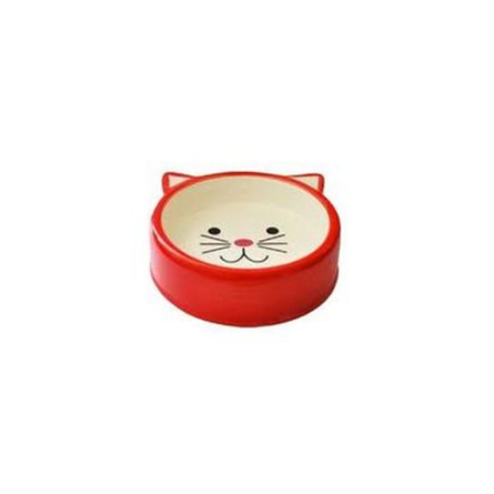 N1 Миска для кошек, в виде мордочки кошки, красная, керамика – интернет-магазин Ле’Муррр