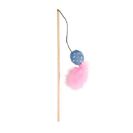 Flamingo Игрушка для кошек Удочка Винни + шар с пером, текстиль, 40см – интернет-магазин Ле’Муррр